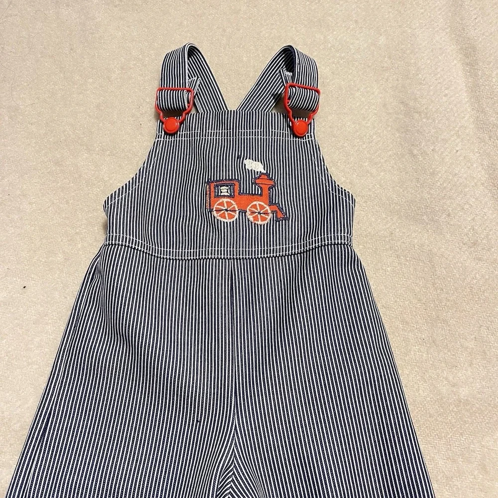 Vintage Carters Boys Overalls‎ 18 Months Blue Stripe Train Conductor Made in USA